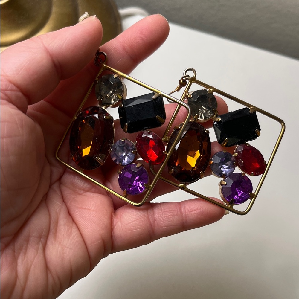 Statement Multicolor Crystal Drop Earrings - Wome… - image 1